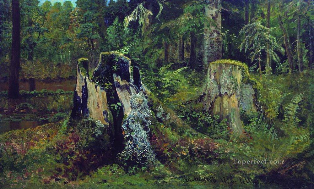 landscape with stump 1892 Ivan Ivanovich forest Oil Paintings